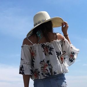 Floral off the shoulder crop top